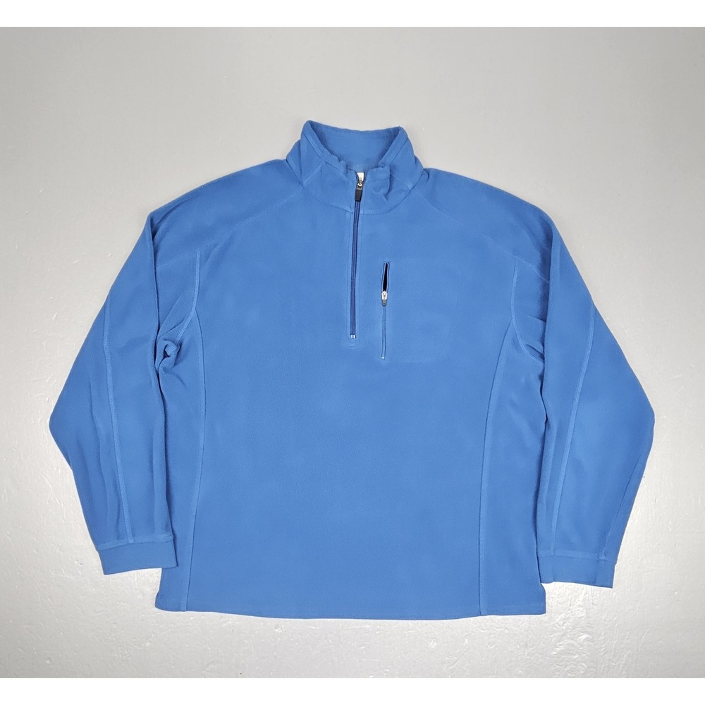 LL Bean Fleece Qt Zip Mens Large Blue Fleece Outdoor Hiking Long Sleeve Pullover